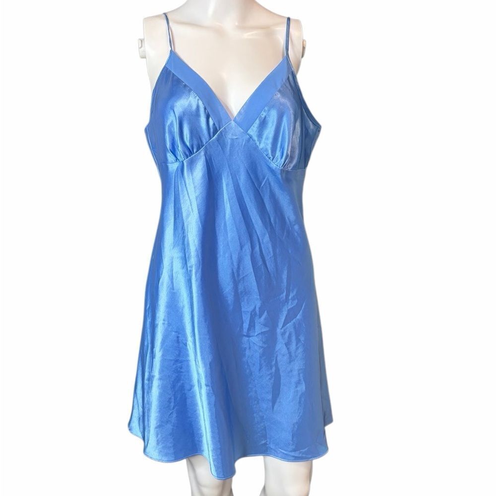 Adonna Elegant Blue Satin Chemise Size Large